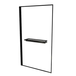 Galedo Pare baignoire pivotant l.75 x H.130 cm profilés noirs avec porte serviette et étagère, Edge* Pare-Baignoire