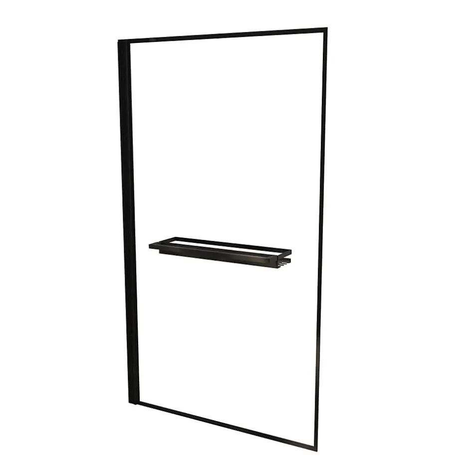 Galedo Pare baignoire pivotant l.75 x H.130 cm profilés noirs avec porte serviette et étagère, Edge* Pare-Baignoire