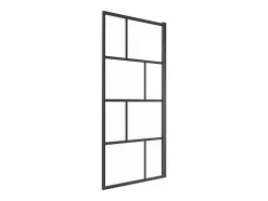 Vente-unique Pare baignoire pivotant style industriel - 70 x 140 cm - Noir mat - Verre - RIVANON