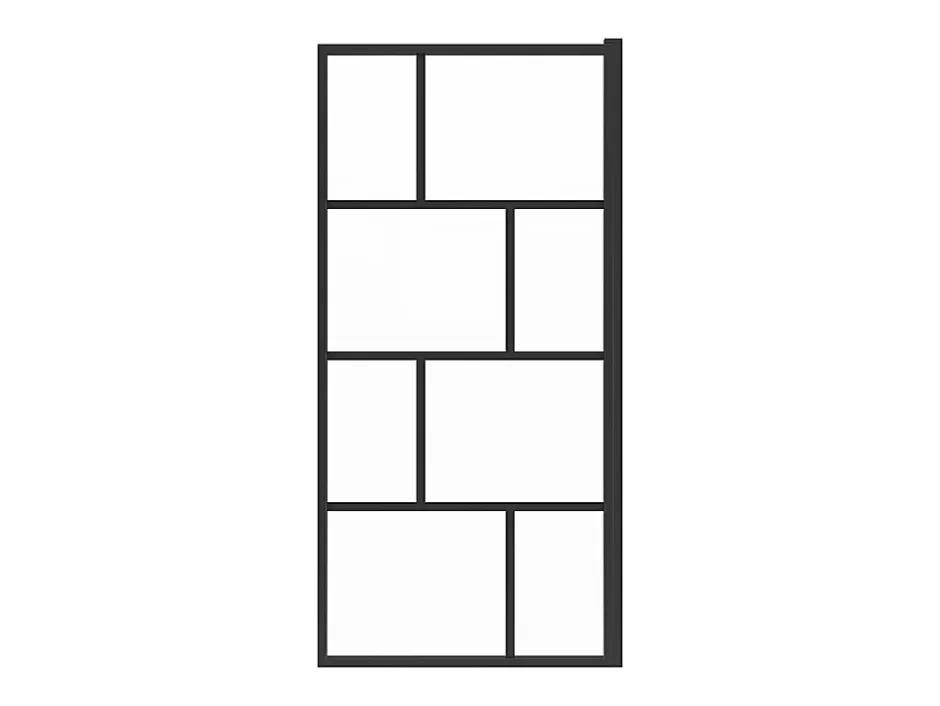 Vente-unique Pare baignoire pivotant style industriel - 70 x 140 cm - Noir mat - Verre - RIVANON