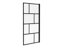 Vente-unique Pare baignoire pivotant style industriel - 90 x 140 cm - Noir mat - Verre - RIVANON* Pare-Baignoire