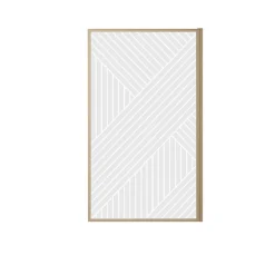 Aurlane Pare baignoire pivotant 140x80 cm HINATA - style Japandi géométrique - Cadre effet bois - Verre 5 mm* Pare-Baignoire