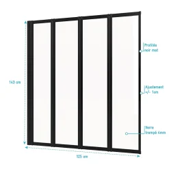 Galedo Pare baignoire Quatro 4 volets pivotants noir 143 x 125cm* Pare-Baignoire