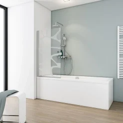 Schulte Pare baignoire rabattable transparent, profilé chromé, H.140cm x L.80cm Zoé