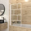 Aurlane Pare Baignoire Rabattable 75x125cm - Sérigraphie Briques Blanches - Verre Trempé 4mm* Pare-Baignoire