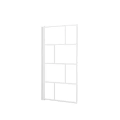Aurlane Pare Baignoire Rabattable 75x125cm - Sérigraphie Briques Blanches - Verre Trempé 4mm* Pare-Baignoire