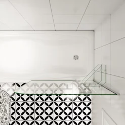 AICA Sanitaire pare baignoire 120x140cm paravent pivotant avec porte-serviette en inox et 2 étagères,5mm verre de sécurit,facile à pose* Pare-Baignoire