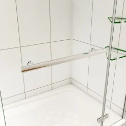 AICA Sanitaire pare baignoire 120x140cm paravent pivotant avec porte-serviette en inox et 2 étagères,5mm verre de sécurit,facile à pose* Pare-Baignoire