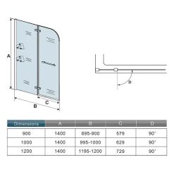 AICA Sanitaire pare baignoire 120x140cm paravent pivotant avec porte-serviette en inox et 2 étagères,5mm verre de sécurit,facile à pose* Pare-Baignoire