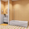 AICA Sanitaire pare baignoire 110x140cm,pivotant et repliable 180 degrés,5mm verre de sécurit,facile à nettoyer