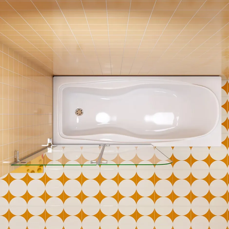 AICA Sanitaire pare baignoire 110x140cm,pivotant et repliable 180 degrés,5mm verre de sécurit,facile à nettoyer