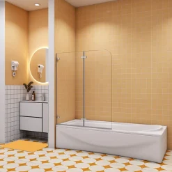 AICA Sanitaire pare baignoire 120x140cm,pivotant et repliable 180 degrés,5mm verre de sécurit,facile à nettoyer* Pare-Baignoire