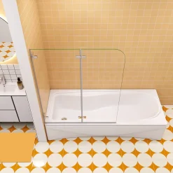 AICA Sanitaire pare baignoire 100x140cm,pivotant et repliable 180 degrés,5mm verre de sécurit,facile à nettoyer