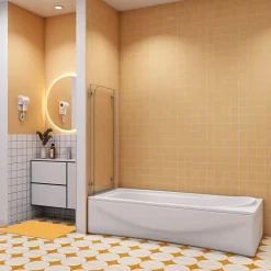 AICA Sanitaire pare baignoire 100x140cm,pivotant et repliable 180 degrés,5mm verre de sécurit,facile à nettoyer