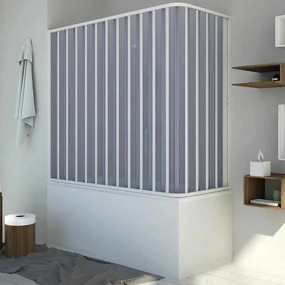 Forte Pare baignoire70x150 CM H150 en Plastique pvc modèle Santorini avec l'ouverture latérale* Pare-Baignoire