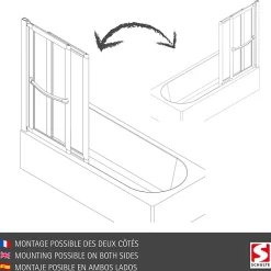 Schulte Pare-baignoire -70 - 118x140 cm - extensible - écran de baignoire coulissant - verre 3 mm -alu