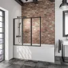 Schulte Pare-baignoire à coller pivotant 3 volets pliables, 127 x 140 cm, style verrière industrielle, verre transparent 3mm, profilé noir mat, Golf* Pare-Baignoire