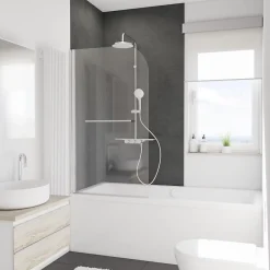 Schulte Pare-baignoire 1 volet pivotant 80 x 140 cm, verre transparent anticalcaire, profilé chrome, Capri* Pare-Baignoire