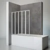 Schulte Pare-baignoire 5 volets 115 x 121 cm, verre transparent, profilé alu-argenté,