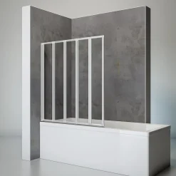 Schulte Pare-baignoire 5 volets 115 x 121 cm, verre transparent, profilé alu-argenté,