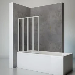 Schulte Pare-baignoire 4 volets 93 x 120 cm, verre transparent, profilé alu-argenté,* Pare-Baignoire