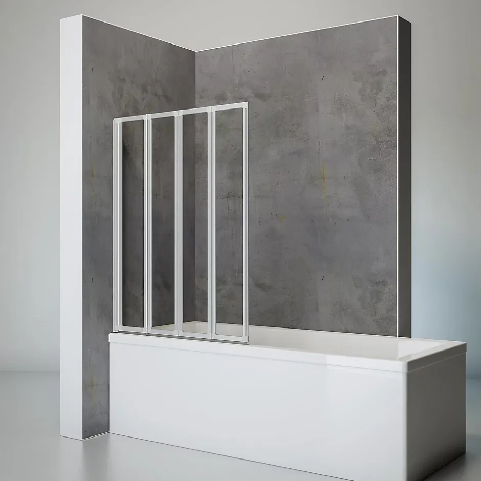 Schulte Pare-baignoire 4 volets 93 x 120 cm, verre transparent, profilé alu-argenté,* Pare-Baignoire