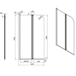 Allibert Pare-baignoire 2 volets pivotants design 80x140 cm aluminium chromé 5 mm - Kordo