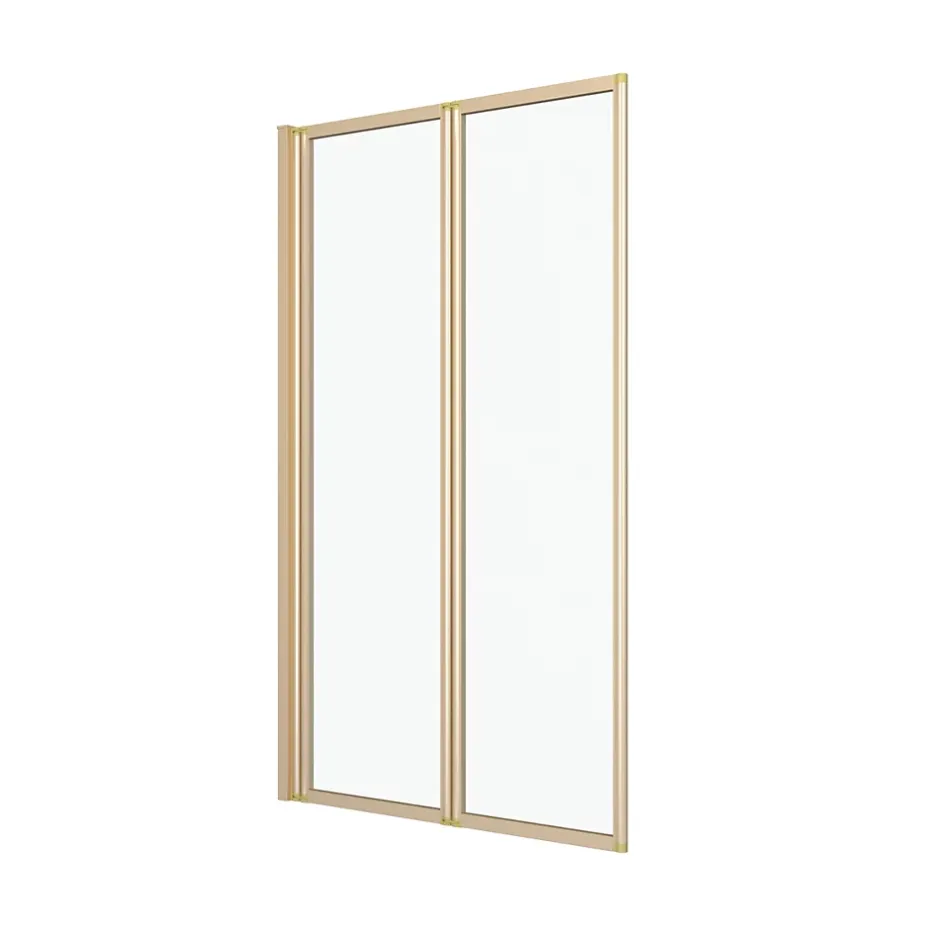 Galedo Pare-baignoire 2 volets pivotants 120 x 70 cm, profilés alu doré brossé, Duo