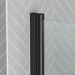 Galedo Pare-baignoire 120 x 70 cm noir mat avec porte serviettes Essentiel