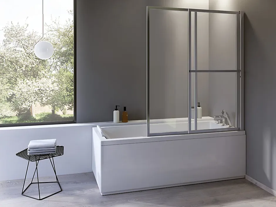 Atelier du bain Pare-baignoire argent 2 volets relevable