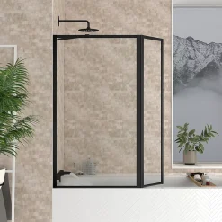 Galedo Pare-baignoire avec volet pivotant 70+30 x 130 cm noir mat Dark Edge