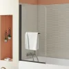 Allibert Pare-baignoire avec volet pivotant design 80x140 cm aluminium noir mat verre 6 mm - Gena