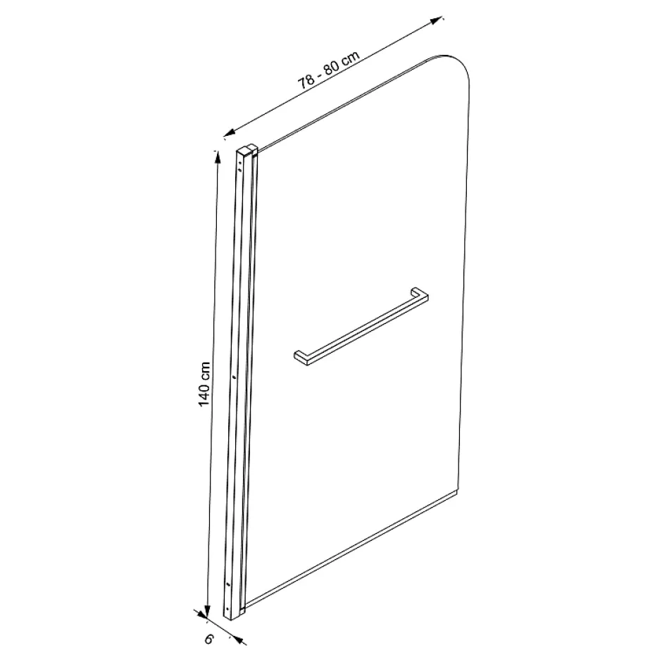 Allibert Pare-baignoire avec volet pivotant design 80x140 cm aluminium noir mat verre 6 mm - Gena