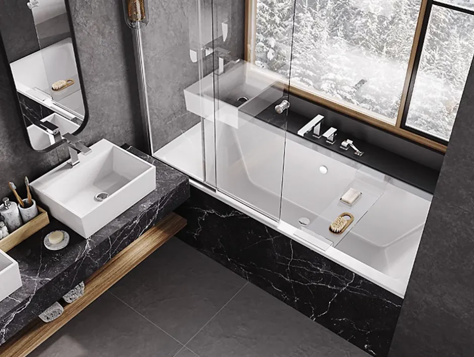 Azura Home Design Pare-baignoire Easy Slide Chrome 100x150cm
