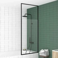 Galedo Pare-baignoire extensible 75 x 153/202 cm noir mat* Pare-Baignoire