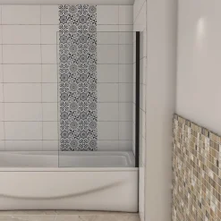 AICA Sanitaire Pare-baignoire fixé 70x130cm,paroi fixée,5mm verre anticalcaire,noir mat style industriel et simplicité