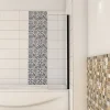 AICA Sanitaire Pare-baignoire fixé 40x130cm,paroi fixée,5mm verre anticalcaire,noir mat style industriel et simplicité