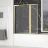 Galedo Pare-baignoire fixe avec volet pivotant 130+30 x 70 cm, profilés alu doré brossé, Golden Edge