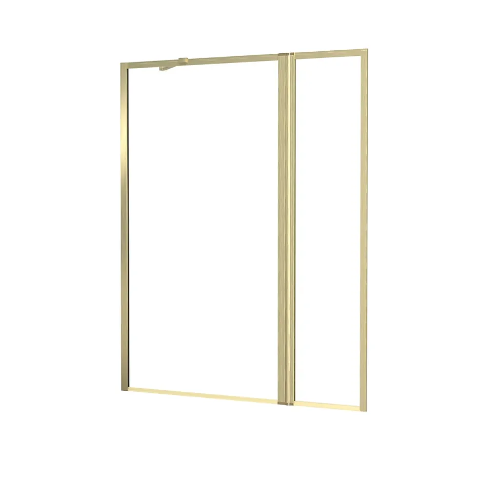 Galedo Pare-baignoire fixe avec volet pivotant 130+30 x 70 cm, profilés alu doré brossé, Golden Edge