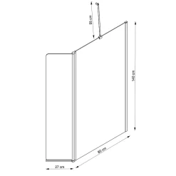 Allibert Pare-baignoire fixe avec volet pivotant design 107 x 140 cm aluminium chromé verre 5 mm - Oblik