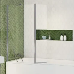 Allibert Pare-baignoire fixe avec volet pivotant design 107 x 140 cm aluminium chromé verre 5 mm - Oblik