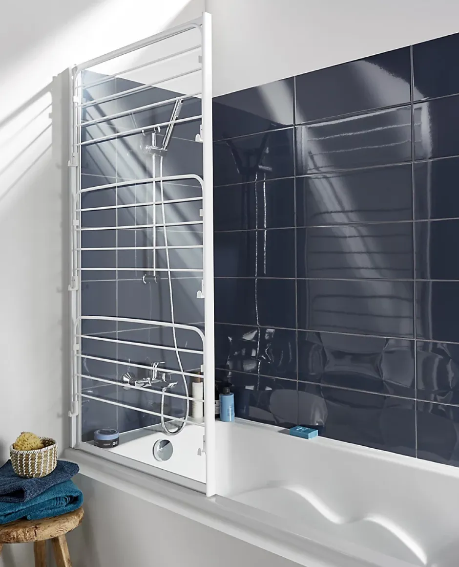 Pare-baignoire Gelco Studio pivotant 1 volet verre transparent l.75 x H.140 cm