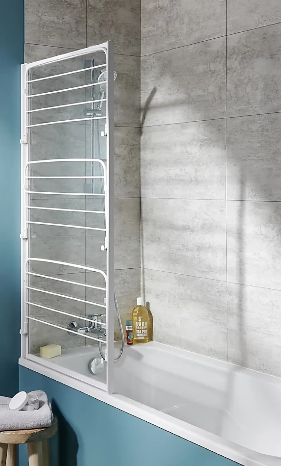 Pare-baignoire Gelco Studio pivotant 1 volet verre transparent l.75 x H.140 cm