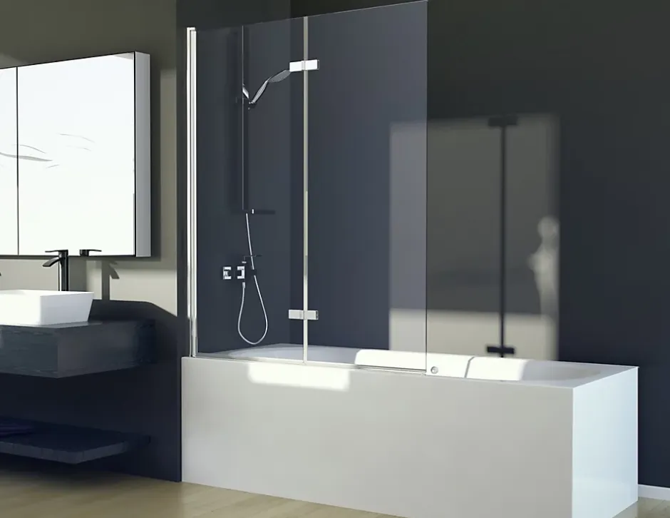 Azura Home Design Pare-baignoire Lumix Chrome 100x145cm