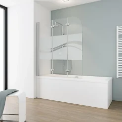 Schulte Pare-baignoire pivotant 3 volets pliables, 125 x 140 cm, verre transparent anticalcaire 5 mm, Liane* Pare-Baignoire