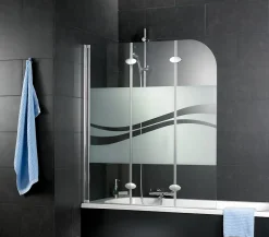 Schulte Pare-baignoire pivotant 3 volets pliables, 125 x 140 cm, verre transparent anticalcaire 5 mm, Liane* Pare-Baignoire