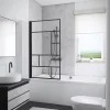 Schulte Pare-baignoire pivotant 1 volet, 80 x 140 cm, style verrière industrielle, verre transparent anticalcaire 5 mm, profilé noir mat, Atelier* Pare-Baignoire