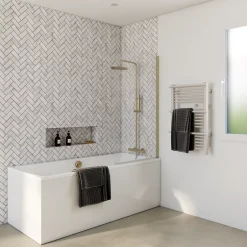 Schulte Pare-baignoire pivotant 1 volet, 140 x 80 cm, verre transparent 5mm, profilé doré mat, Capri* Pare-Baignoire