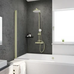 Schulte Pare-baignoire pivotant 1 volet, 140 x 80 cm, verre transparent 5mm, profilé doré mat, Capri* Pare-Baignoire