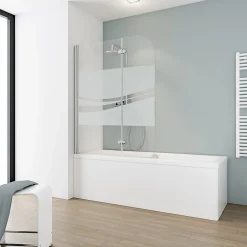 Schulte Pare-baignoire pivotant 2 volets, 112 x 140 cm, verre transparent anticalcaire 5mm, Liane* Pare-Baignoire